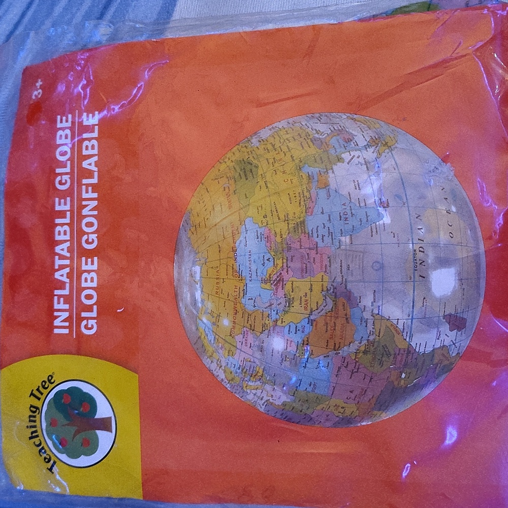 A blow up earth globe